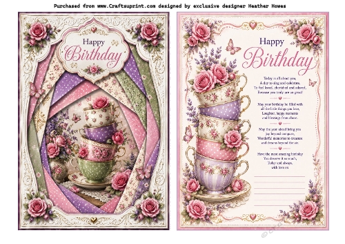  faux iris folding birthday teacups