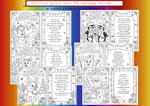 6 x colour your own christmas card with verse