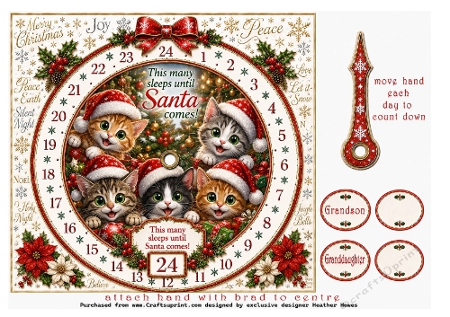 advent clock card cats