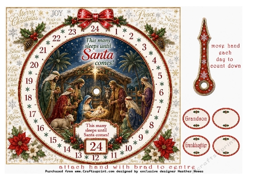 advent clock card nativity