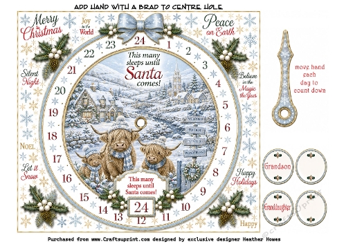 advent clock card highland coos