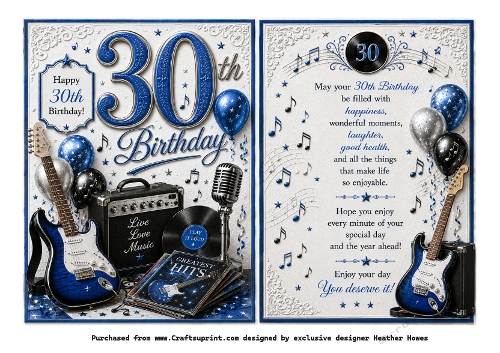 30th birthday guitar music blue