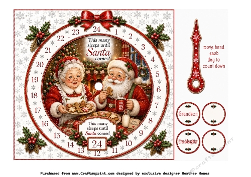 mr and mrs claus advent clock calendar