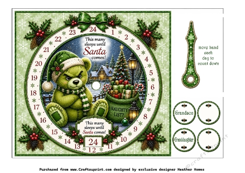 grinchy teddy  advent clock calendar