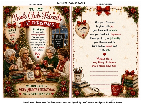 to my book club friends at christmas