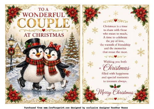 wonderful couple penguins skating