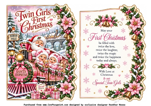 twins 1st christmas train girls