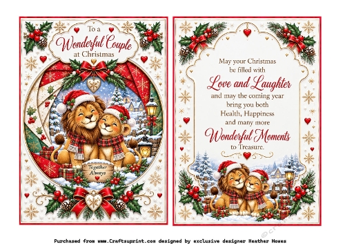 wonderful couple lions faux iris folding