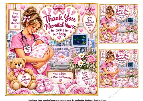 card front neonatal pink customer request (deborah) 