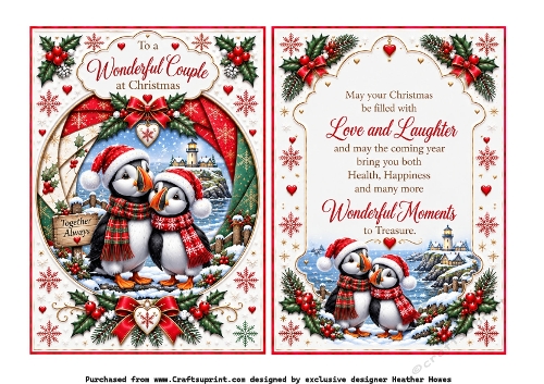 wonderful couple puffins faux iris folding