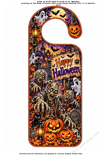 halloween door hanger 2 zombies