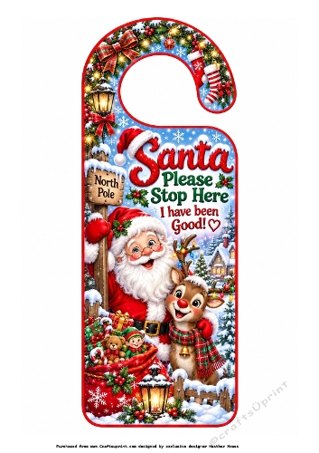 santa please stop here door hanger 1