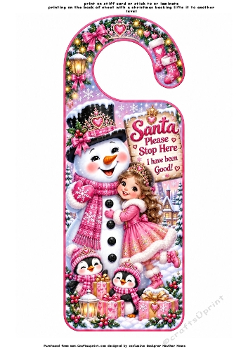 santa please stop here door hanger 5 princess and snowman