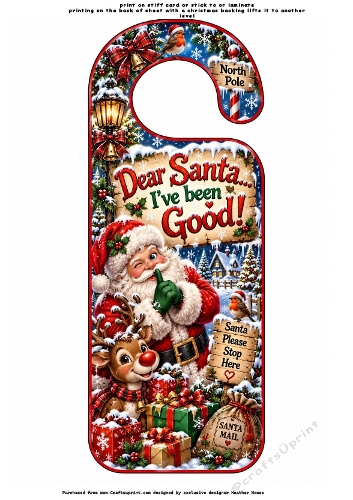 santa please stop here door hanger 6 ive been good
