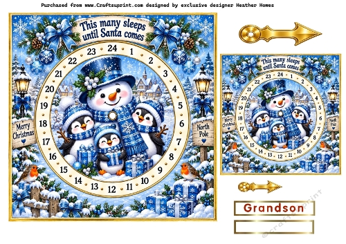 blue snowman advent card