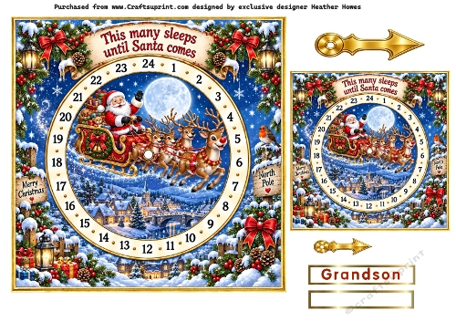 santa sleigh advent card