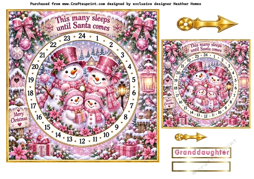pink snowfolk  advent calendar clock