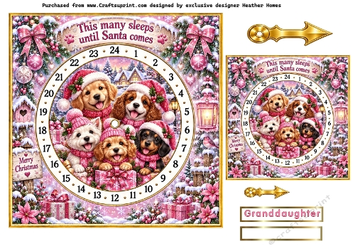 pink pups  advent calendar clock
