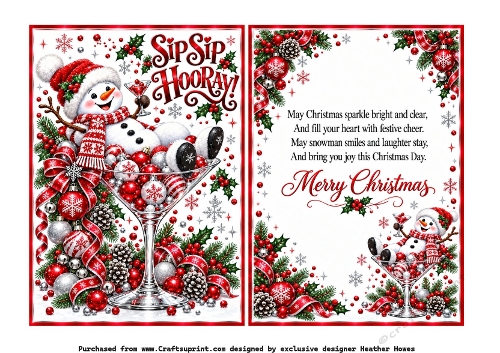 red sip sip hooray snowman