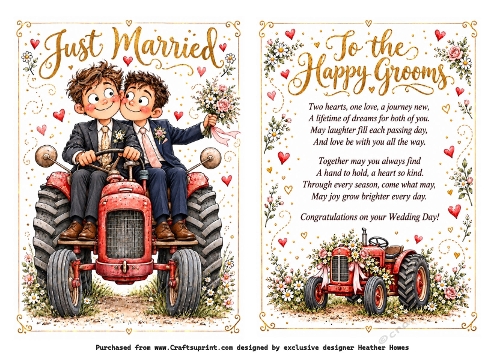 men wedding tractor