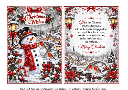 snowman and robins