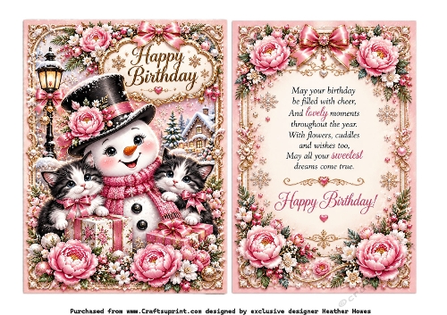 glitzy pink snowman christmas