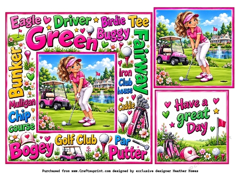 bright lady golfer urban art