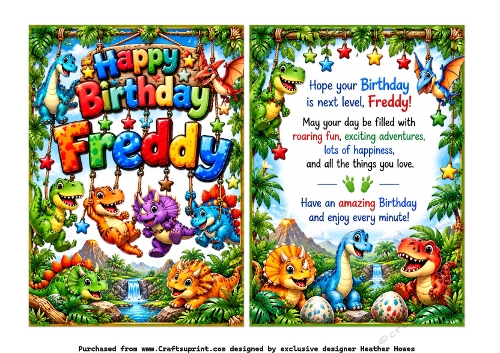 boys names birthday Freddy dinosaurs