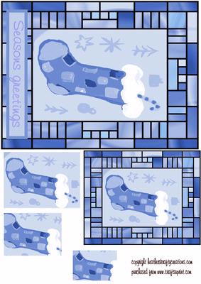 Blue Stocking Card Front and Topper Sheet