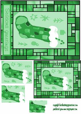 Green Stocking Card Front and 3D Topper