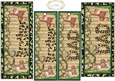Monkey Matching Bookmarks and Toppers for Dad and Brother