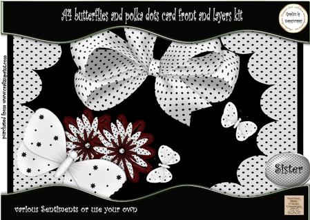 Butterflies and Polka Dots A4 Card Front and Layers