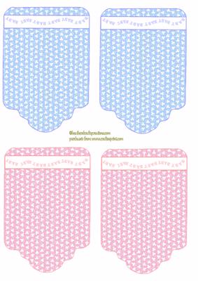 Large Baby Tags Pink and Blue