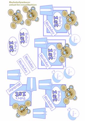 Babys First Birthday Square Toppers Blue