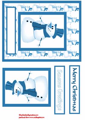 Snowman Blue Card Front and Panel