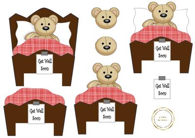 Get Well Bear in Bed Topper 1