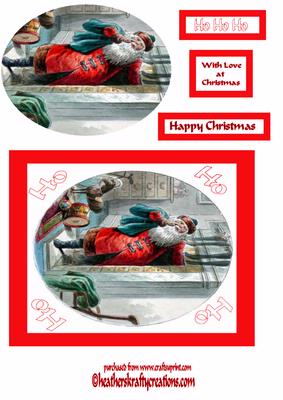 Santa Card Front and Oval Panel Sheet