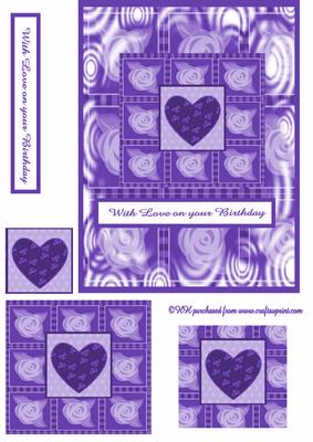 Hearts and Flowers Card Front and Layerslilac