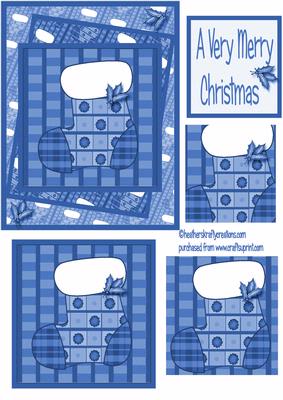 Card Front Blue Stocking and Pyramid