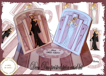 Deco Duo Ladies Twisted Double Easel Card