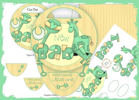 Green Yellow New Baby Oval Easel Cut Out