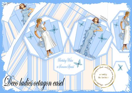 Art Deco Blue Twisted Octagon Easel