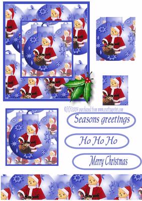Christmas Teddy Santa Card Front and Panels