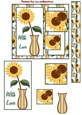 Sunflower with Love Card Panels