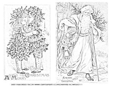 Vintage Digi Stamp Holly and Mistletoe