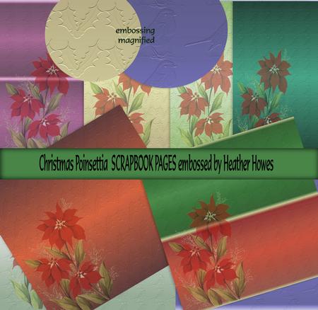 Christmas Poinsettia on Embossed Holly and Robin