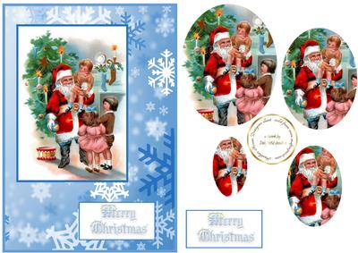 Vintage Santa on Snowflakes