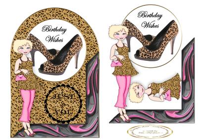 Birthday Leopard Style Rounded Card Front