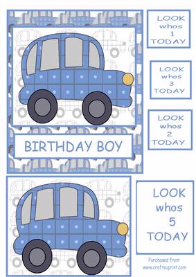 Birthday Car Boys Card Front