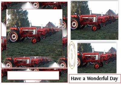 Red Tractors Easel Card